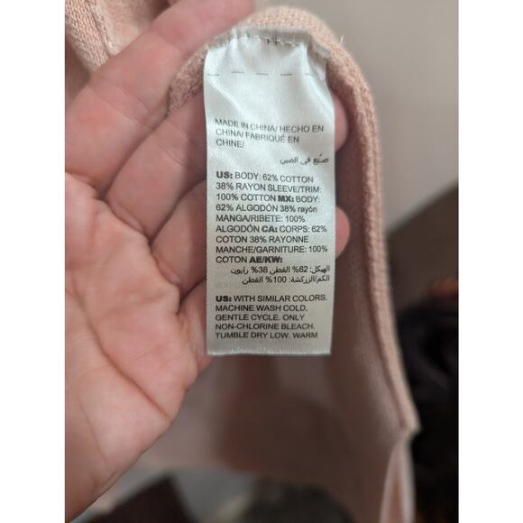 Pretty light pink duster style floral /jacquard cardigan by Chicos size 1 - Picture 5 of 11